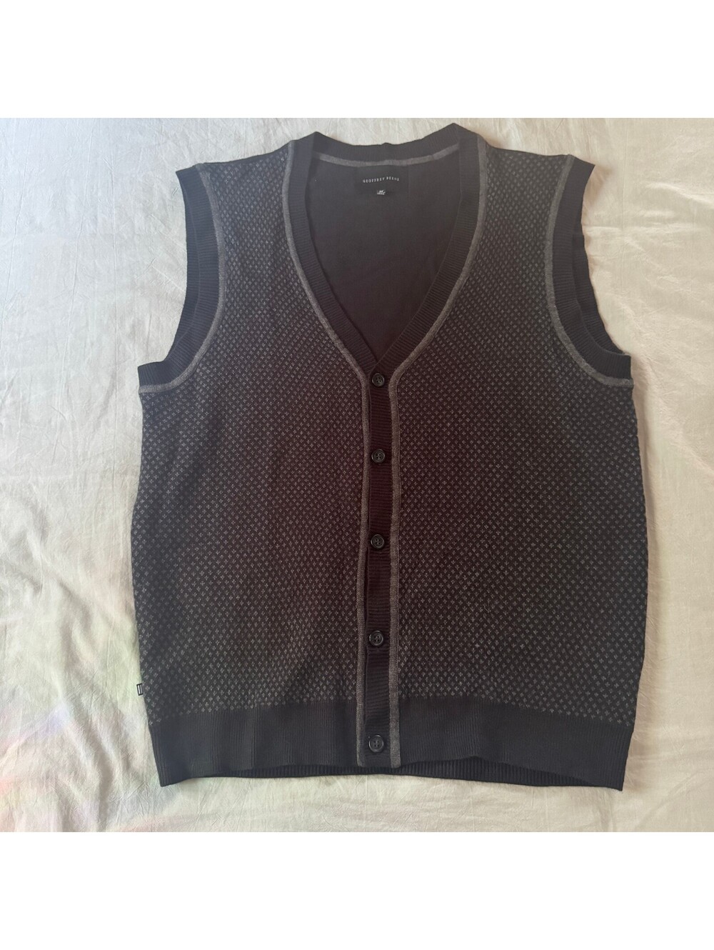 Geoffrey Beane Men's Grandpacore Vintage Grey & Black Two Tone Vest Size M